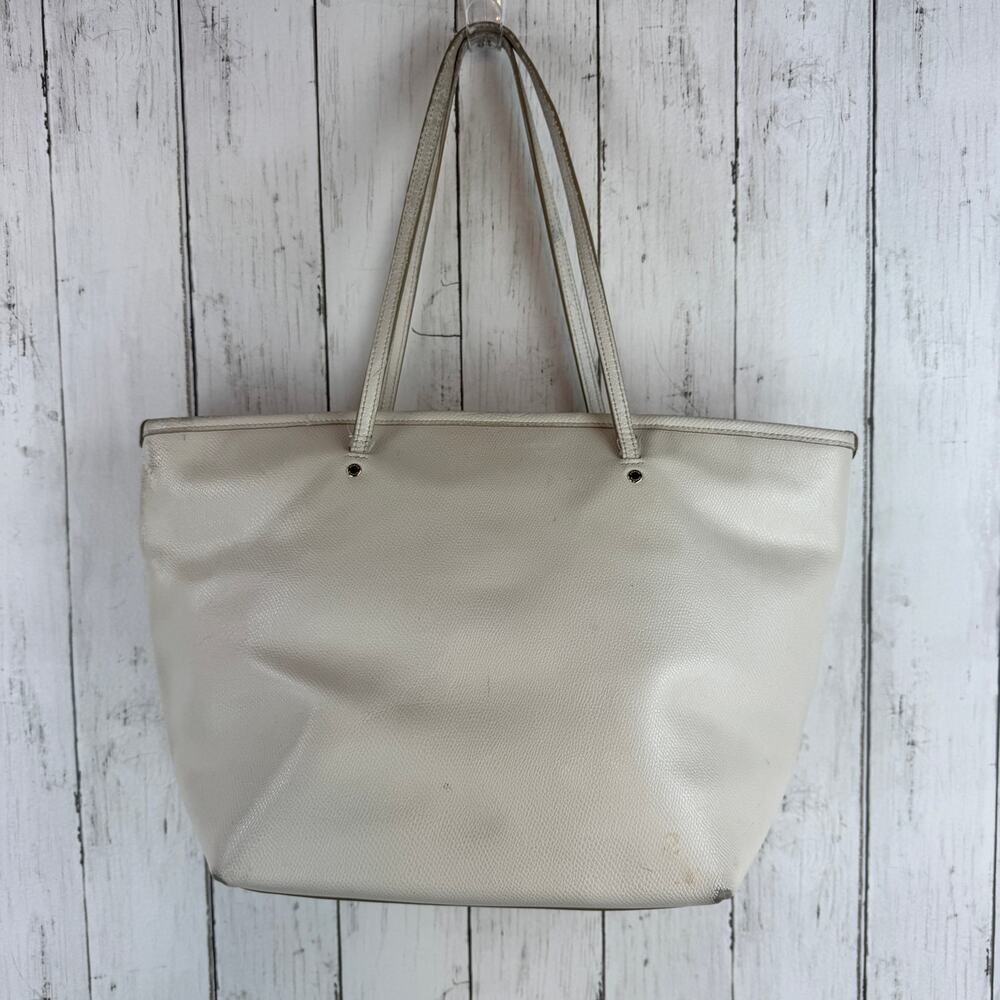 Coach Chalk Ivory Crossgrain Leather Street Zip Tote Shoulder Bag Top-Zip Purse - Picture 3 of 16